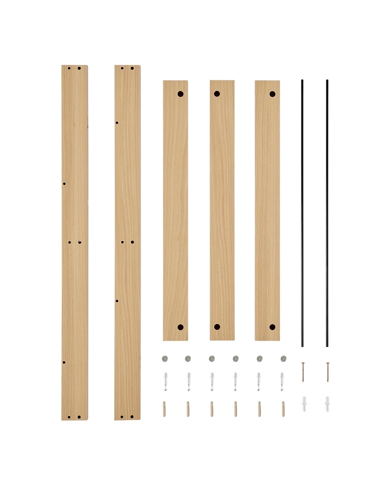 Danya B Steiner Square Modern 2-Tier Kids Book or Toy Figure Display Unit Wall Mounted Bookshelf with Contrasting Black Rods
