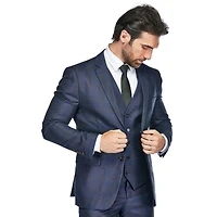 Gino Vitale Men's 3 Piece Slim Fit Tailored Check Suit