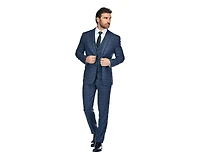 Slim Fit 3PC Tailored Blue Check Men's Suit