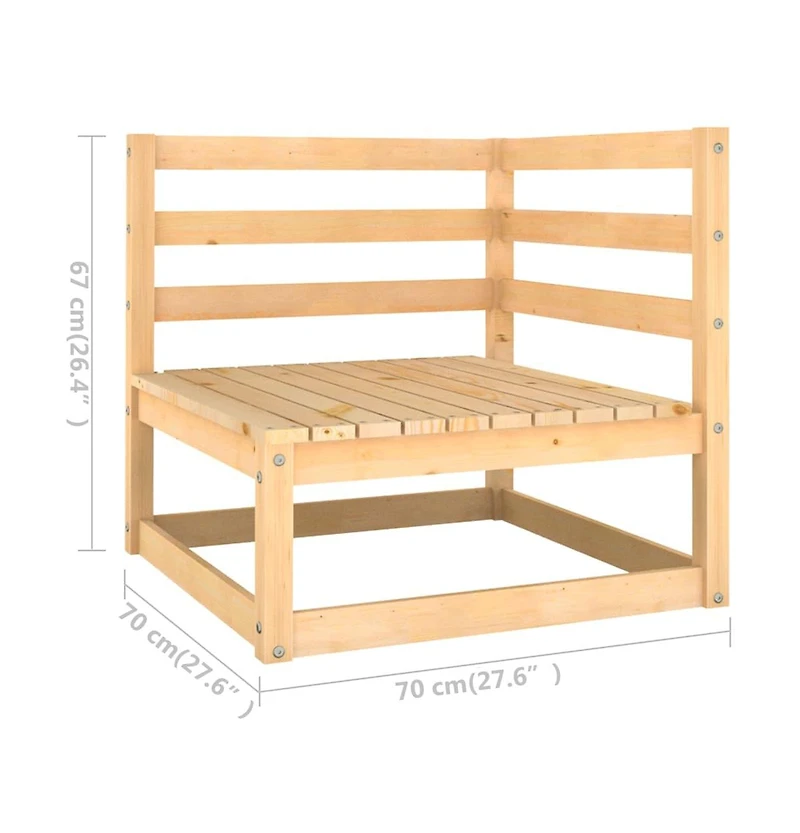 Patio Corner Sofas with Cushions 2 pcs Solid Pinewood