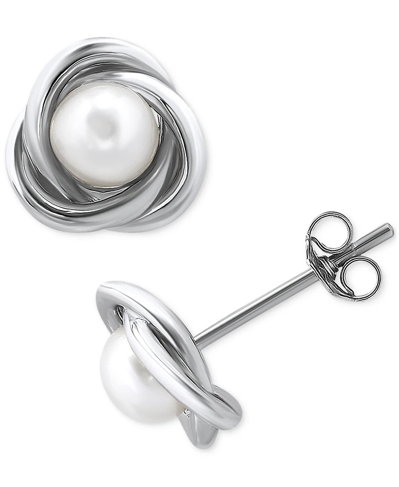 Giani Bernini Cultured Freshwater Pearl (5mm) Love Knot Stud Earrings, Created for Macy's