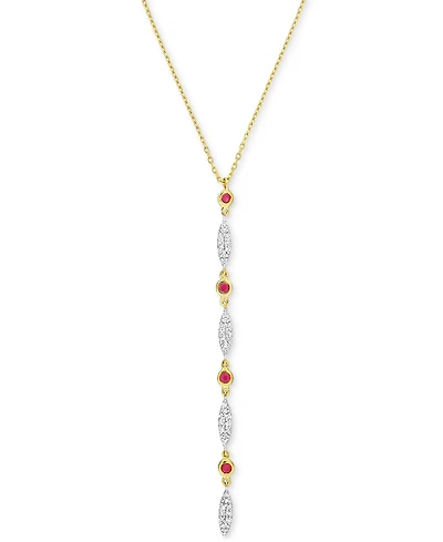 Ruby (1/6 ct. t.w.) & Diamond (1/5 ct. t.w.) Lariat Necklace in 10k Gold, 16-1/2" + 1-1/2" extender
