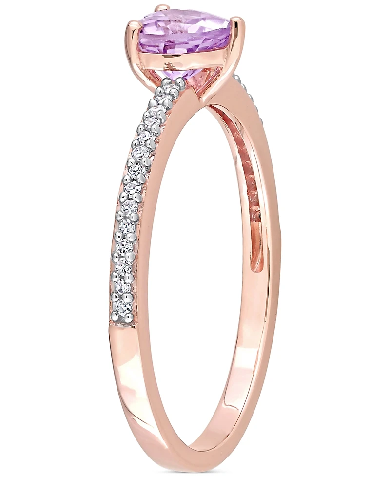 Pink Amethyst (3/8 ct. t.w.) & Diamond (1/10 Heart Promise Ring 10k Rose Gold
