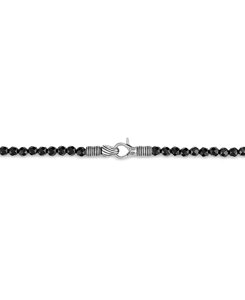 Esquire Men's Jewelry Black Spinel Beaded 22" Statement Necklace in Sterling Silver, Created for Macy's