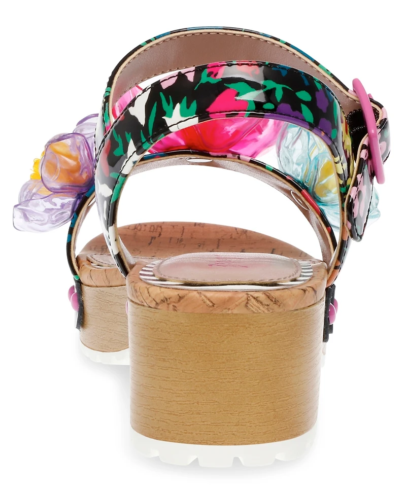Betsey Johnson Little and Big Girls Oakly Clog Sandals with Flower Details