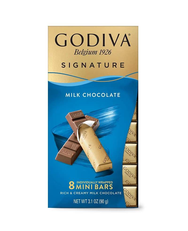 Godiva Signature Milk Chocolate Mini Bars, Set of 12