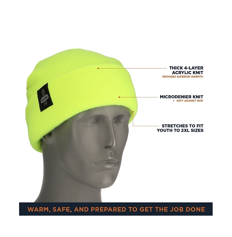 RefrigiWear Men's Four Layered Soft Acrylic Knit Winter Beanie Fat Cap