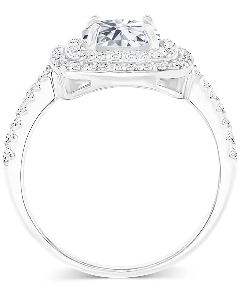 Amethyst (1-1/5 ct. t.w.) & Lab-Grown White Sapphire (1/2 Square Halo Birthstone Ring Sterling Silver (Also Additional Birthstones)