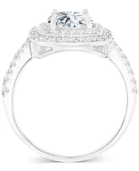 Amethyst (1-1/5 ct. t.w.) & Lab-Grown White Sapphire (1/2 Square Halo Birthstone Ring Sterling Silver (Also Additional Birthstones)