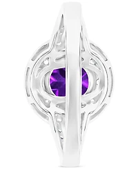 Amethyst (1-1/5 ct. t.w.) & Lab-Grown White Sapphire (5/8 Halo Birthstone Ring Sterling Silver (Also Additional Birthstones)