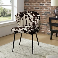 Dunten Contemporary Upholstery Accent Chair with Cowhide Pattern and Tufted Back