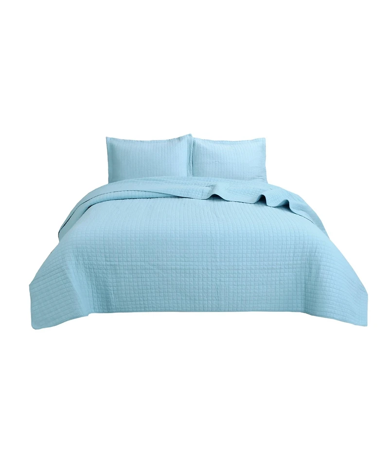 MarCielo 100% Blue Cotton Quilt Bedspread Set
