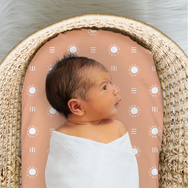 The Peanutshell Boho Bassinet Sheets for Newborn Baby Girl or Baby Boys, 4 Pack Set