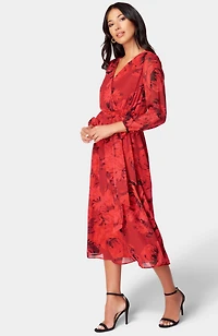 Bebe Women's Print Wrap Midi Dress