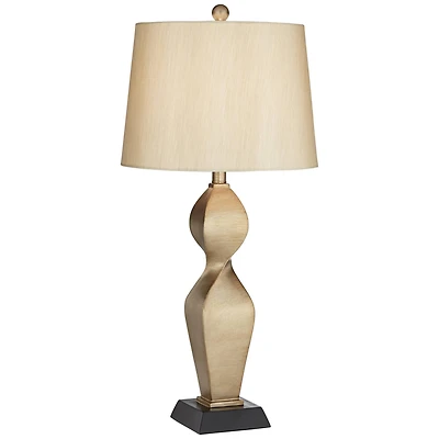 Possini Euro Design Helen 30" Tall Twist Sculptural Large Modern End Table Lamp Gold Finish Single Living Room Bedroom Bedside