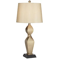 Possini Euro Design Helen 30" Tall Twist Sculptural Large Modern End Table Lamp Gold Finish Single Living Room Bedroom Bedside