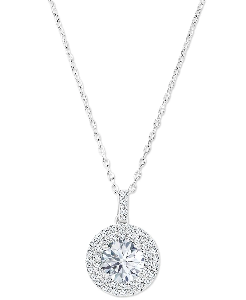 Amethyst (1-1/5 ct. t.w.) & Lab-Grown White Sapphire (3/8 ct. t.w.) Halo Birthstone Pendant Necklace in Sterling Silver, 16" + 2" extender (Also in Ad
