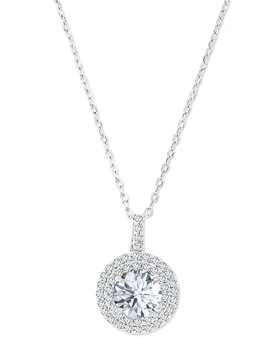 Amethyst (1-1/5 ct. t.w.) & Lab-Grown White Sapphire (3/8 ct. t.w.) Halo Birthstone Pendant Necklace in Sterling Silver, 16" + 2" extender (Also in Ad