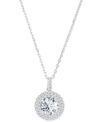 Amethyst (1-1/5 ct. t.w.) & Lab-Grown White Sapphire (3/8 ct. t.w.) Halo Birthstone Pendant Necklace in Sterling Silver, 16" + 2" extender (Also in Ad