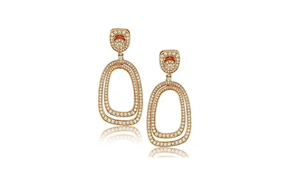 Suzy Levian Sterling Silver Cubic Zirconia Large Double Dangle Earrings