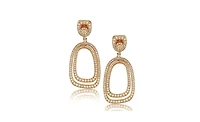 Suzy Levian Sterling Silver Cubic Zirconia Large Double Dangle Earrings