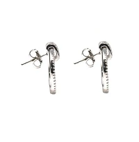 Suzy Levian Sterling Silver Cubic Zirconia Pave Modern Open Circle Drop Hoop Earrings