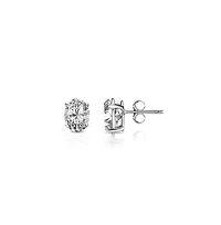 Suzy Levian Sterling Silver Cubic Zirconia Oval-Cut Classic Stud Earrings