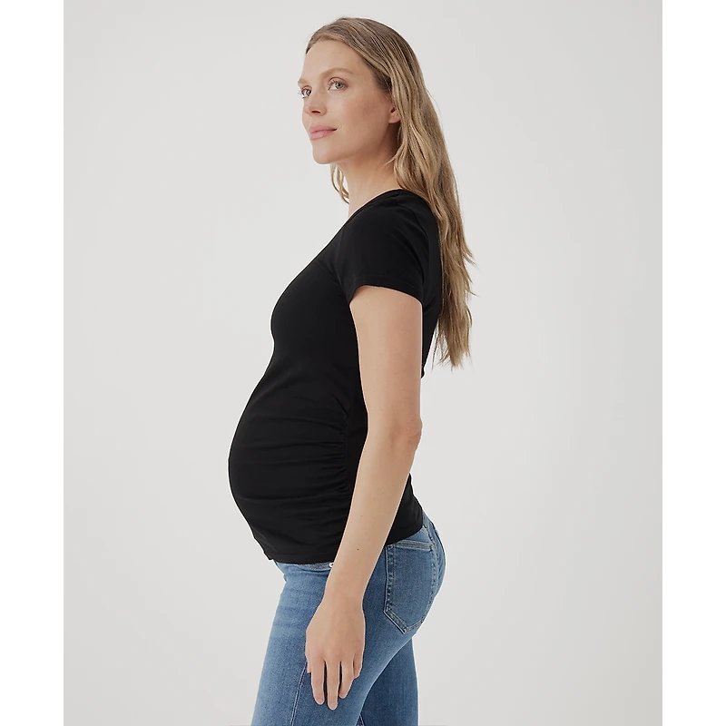 Pact Maternity Organic Cotton Ruched V-Neck Tee