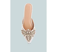 Astre Pearl Embellished Shimmer Mules