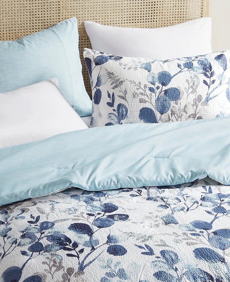 510 Design Gabby Reversible Floral Botanical Seersucker 3-Pc. Comforter Set, King/California King
