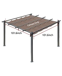Aoodor Universal Pergola Canopy Replacement Retractable Shade Fabric, for 101.6"x101.6" Pergola - Brown