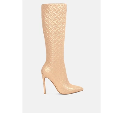 Tinkles Embossed High Heeled Calf Boots