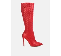 Tinkles Embossed High Heeled Calf Boots