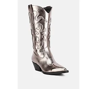 cowboy metallic faux leather boots
