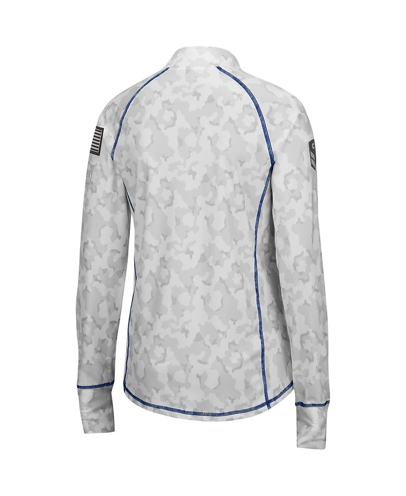 Women's Colosseum Camo Kansas Jayhawks Oht Military-Inspired Appreciation Officer Arctic Lightweight Quarter-Zip Top