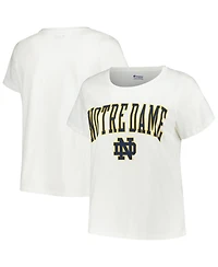 Women's Profile White Notre Dame Fighting Irish Plus Arch Over Logo Scoop Neck T-shirt