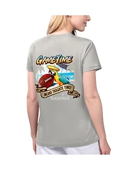 Women's Margaritaville Gray Las Vegas Raiders Game Time V-Neck T-shirt