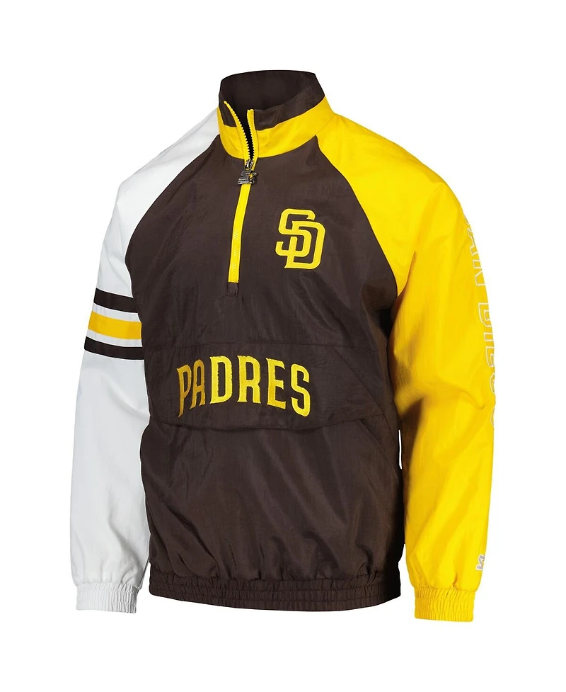 Men's Starter Brown, Gold San Diego Padres Elite Raglan Half-Zip Jacket