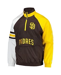 Men's Starter Brown, Gold San Diego Padres Elite Raglan Half-Zip Jacket