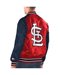 Men's Starter Red, Navy St. Louis Cardinals Varsity Satin Full-Snap Jacket