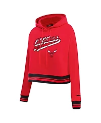 Women's Pro Standard Red Chicago Bulls Script Tail Cropped Pullover Hoodie
