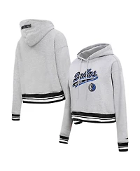 Women's Pro Standard Heather Gray Dallas Mavericks Script Tail Cropped Pullover Hoodie