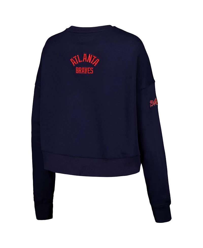 Women's Pro Standard Navy Atlanta Braves Painted Sky Pullover Sweatshirt