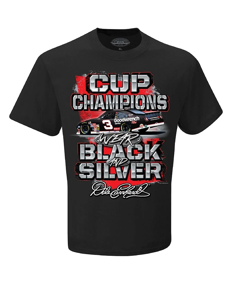 Men's Checkered Flag Sports Black Dale Earnhardt Champions Wear T-shirt