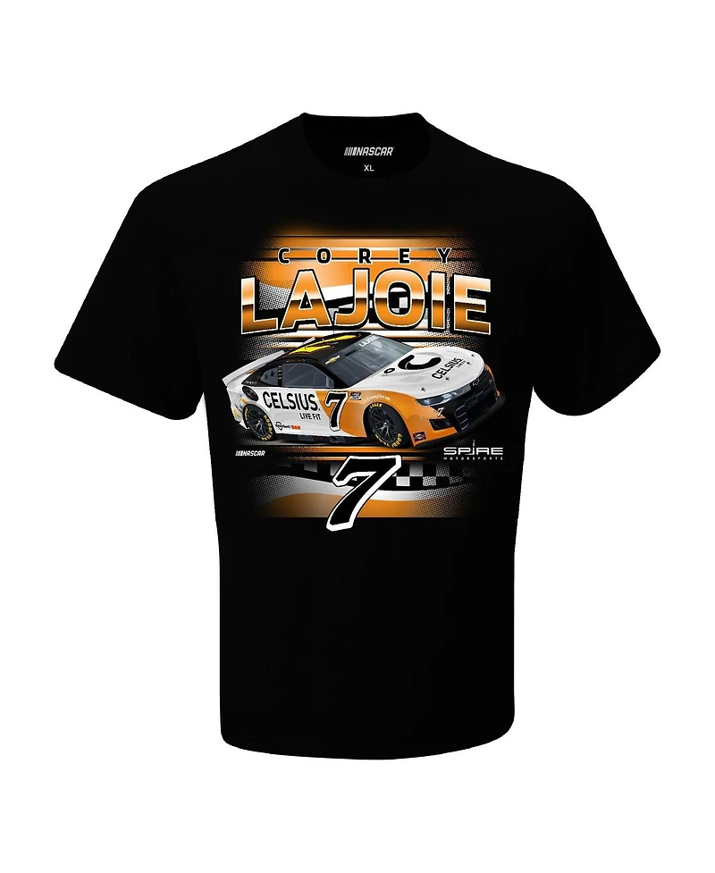 Men's Checkered Flag Sports Black Corey LaJoie Celsius Car T-shirt