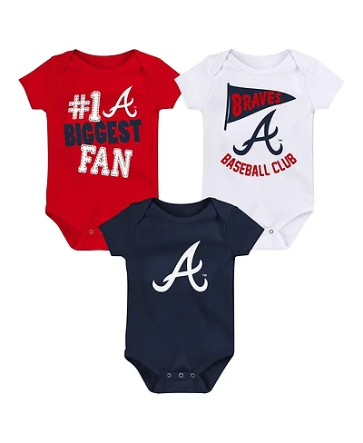 Baby Boys and Girls Outerstuff Atlanta Braves Fan Pennant 3-Pack Bodysuit Set
