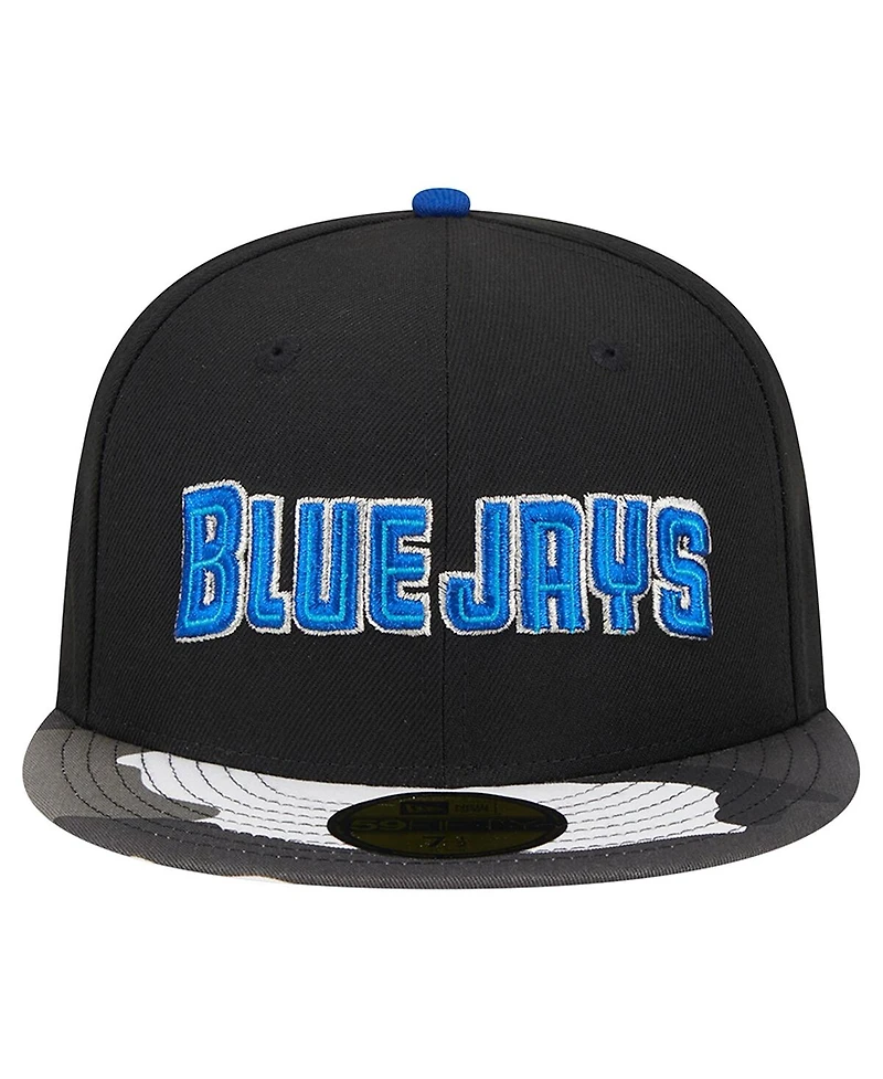 Men's New Era Black Toronto Blue Jays Metallic Camo 59FIFTY Fitted Hat