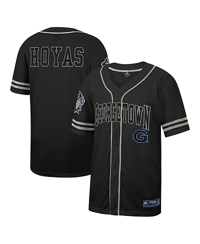 Men's Colosseum Black Georgetown Hoyas Free Spirited Mesh Button-Up Baseball Jersey