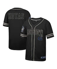 Men's Colosseum Black Georgetown Hoyas Free Spirited Mesh Button-Up Baseball Jersey