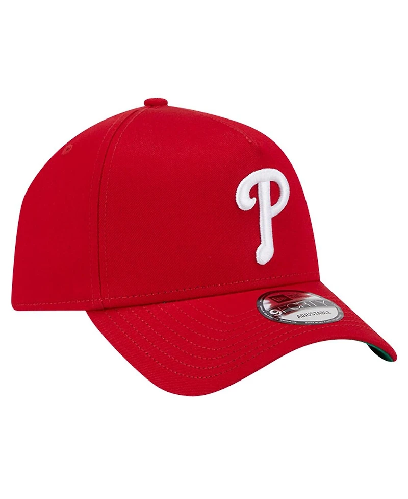 Men's New Era Red Philadelphia Phillies Team Color A-Frame 9FORTY Adjustable Hat
